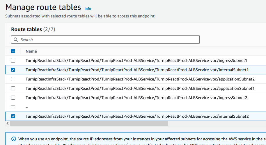 Flow showing that the isolated subnet only flows up to the route table and never towards another VPC
